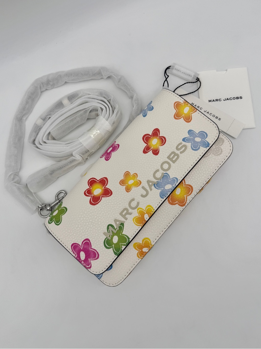 NWT Marc Jacobs Wild Daisy Bold Mini Bag Crossbody - White Floral Leather